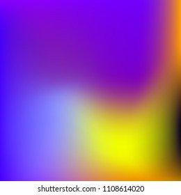 Abstract colorful gradient. Blurred abstract background. Multicolor blurry blend. Holographic illustration. Rainbow mesh texture. Modern effect vector. Holographic violet, red, blue, yellow mesh.
