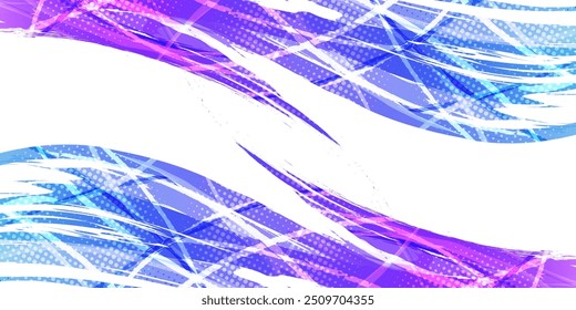 Abstract and Colorful Gradient Brush Background with Halftone Effect. Brush Stroke Illustration for Banner, Poster, or Sports Background. Scratch and Texture Elements For Design