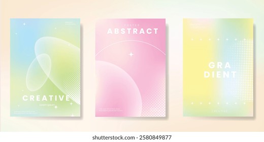 Abstract colorful gradient card background set. Minimalist poster Modern summer and spring wallpaper design for, website, banner, ads.