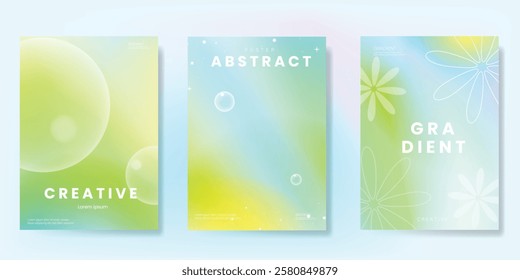 Abstract colorful gradient card background set. Minimalist poster Modern summer and spring wallpaper design for, website, banner, ads.
