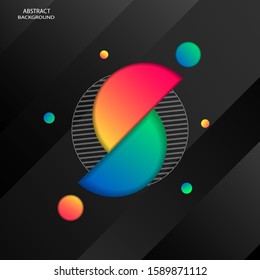 Abstract colorful gradient circle geometric shape on black background. Vector illustration