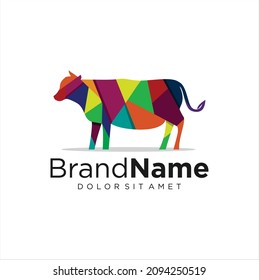 abstract Colorful gradient Cow Logo Suitable For Company  Logos Farm Business Media Games Personal Needs And Others.Modern Buffallo Cattle Beef flat design