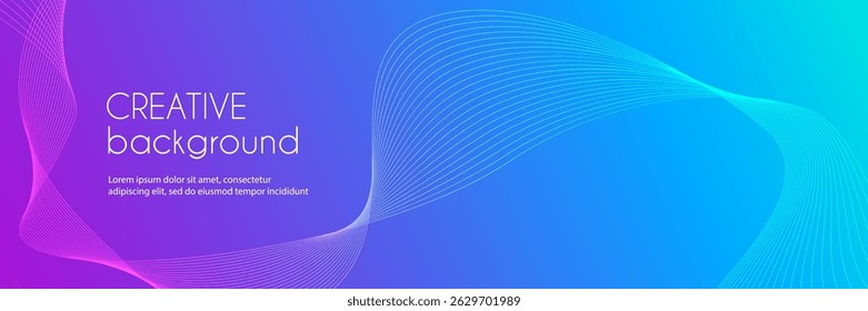 Abstract colorful gradient creative vector long banner template. Wavy minimal trendy background for business presentations, web header design