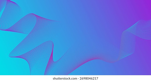 Abstract colorful gradient creative vector long banner template. Wavy minimal trendy background for business presentations, web header design