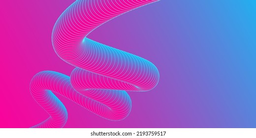 Resumen de tubos de gradiente colorante fluido 3d con fondo de gradiente rosa y azul 