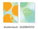 Abstract colorful gradient fruit card background set. Minimalist poster with oranges. Modern summer and spring wallpaper design for drink menu, promotion, beverages, ads.