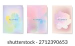 Abstract colorful gradient fruit card background set. Minimalist poster with lemon. Modern summer and spring wallpaper design for drink menu, promotion, beverages, ads.