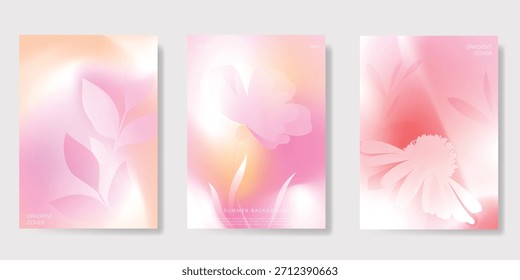 Abstractas conjunto de fondo de tarjeta de fruta de gradiente colorido. Cartel minimalista con limón. Diseño moderno del verano y del Fondo de pantalla de la primavera para el menú de la bebida, promoción, bebidas, anuncios.