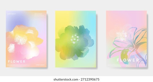 Abstractas conjunto de fondo de tarjeta de fruta de gradiente colorido. Cartel minimalista con limón. Diseño moderno del verano y del Fondo de pantalla de la primavera para el menú de la bebida, promoción, bebidas, anuncios.