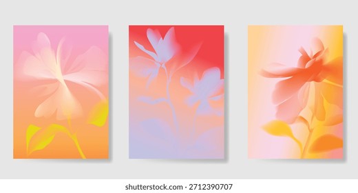 Abstractas conjunto de fondo de tarjeta de fruta de gradiente colorido. Cartel minimalista con limón. Diseño moderno del verano y del Fondo de pantalla de la primavera para el menú de la bebida, promoción, bebidas, anuncios.