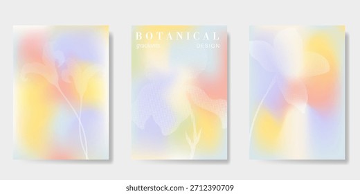 Abstractas conjunto de fondo de tarjeta de fruta de gradiente colorido. Cartel minimalista con limón. Diseño moderno del verano y del Fondo de pantalla de la primavera para el menú de la bebida, promoción, bebidas, anuncios.