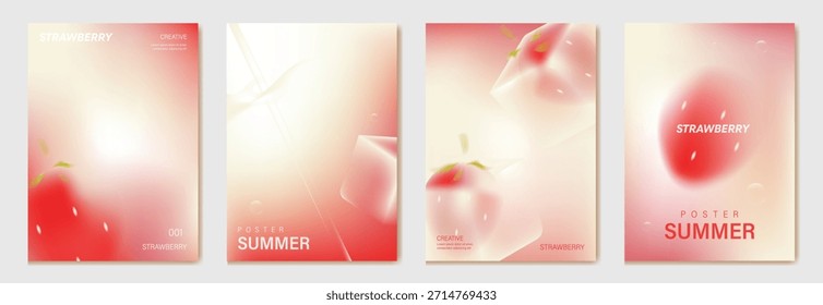 Abstractas conjunto de fondo de tarjeta de fruta de gradiente colorido. Cartel minimalista con limón. Diseño moderno del verano y del Fondo de pantalla de la primavera para el menú de la bebida, promoción, bebidas, anuncios.