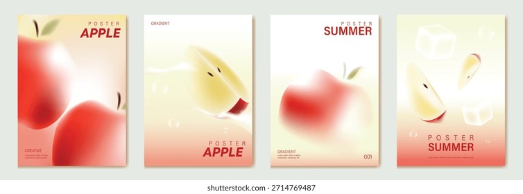 Abstractas conjunto de fondo de tarjeta de fruta de gradiente colorido. Cartel minimalista con limón. Diseño moderno del verano y del Fondo de pantalla de la primavera para el menú de la bebida, promoción, bebidas, anuncios.