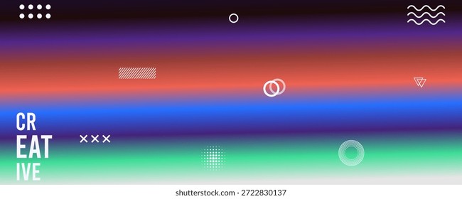 Abstract colorful gradient with geometric shapes on transparent background