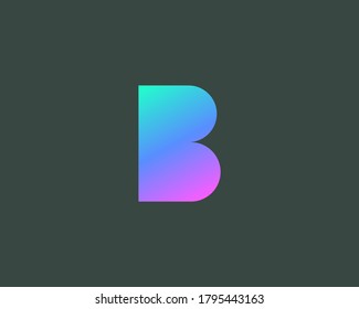 Abstract colorful gradient letter B logo icon design. Universal solid vector symbol sign logotype. Creative print initial emblem icon isolated on dark background.