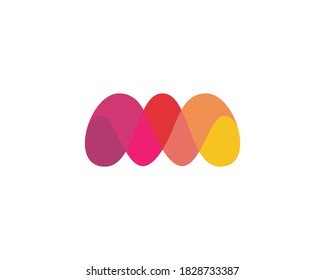 Abstract colorful gradient letters M W logo design. Universal creative monogram symbol. Waves crown elegant vector icon sign logotype.