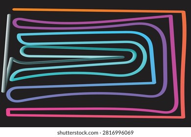 Abstract colorful gradient lines forming an intricate mazelike pattern 