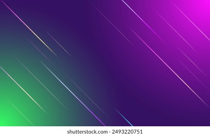 Abstract colorful gradient lines with green and purple light on blue background. The template can be used as a background.