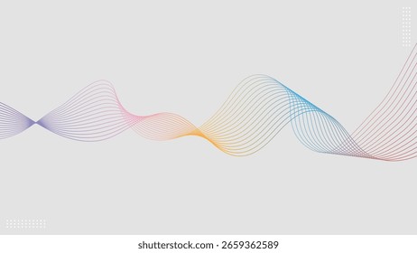 Abstract colorful gradient lines waving on gray background. Vector illustration.