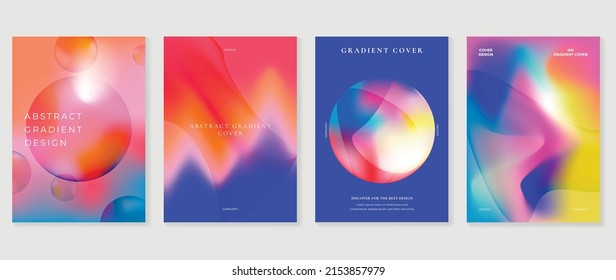 Abstract colorful gradient liquid cover template  Set modern poster and vibrant graphic color  hologram  circle  organic shapes  bubbles  Futuristic design for brochure  flyer  wallpaper  banner 