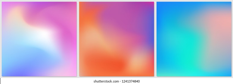 Abstract colorful gradient mesh background set. Modern trendy design. Set of vector abstract multicolored bright gradient mesh oriental backgrounds. 3 in 1