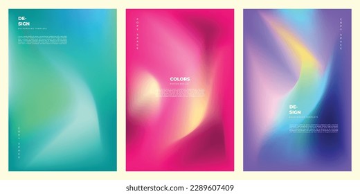 Abstract colorful gradient mesh poster design set copy space design
