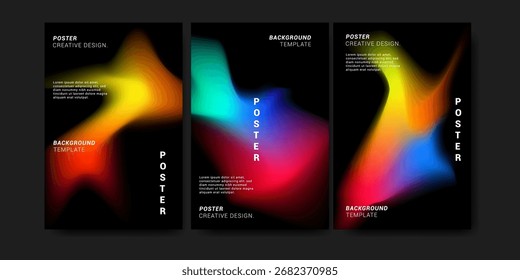 Abstract colorful gradient mesh poster template isolated on black background. Design for Banner, Poster, Flyer, Invitation and Annual Report.