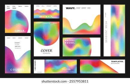 Abstract colorful gradient poster design collection. Smooth color gradation backdrop set.