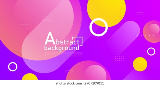 Abstractas fondo púrpura degradado colorido con Formas circulares amarillas patrón diseño de concepto de elemento de color dinámico. Fondo de Anuncio colorido. Vector Eps10