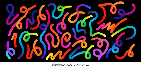 Abstract colorful gradient  rainbow line shapes. Vector graphic wavy color line. Colorful fluid wave lines pattern.
