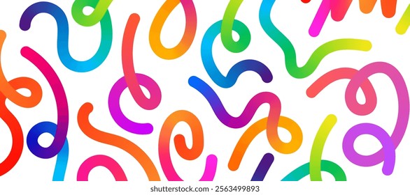 Abstract colorful gradient  rainbow line shapes. Vector graphic wavy color line. Colorful fluid wave lines pattern.