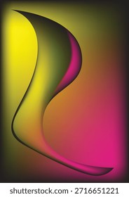 Forma de gradiente colorido abstrato com curvas suaves no plano de fundo escuro