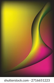 Forma de gradiente colorido abstrato com curvas suaves no plano de fundo escuro