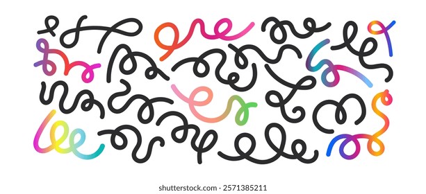 Abstract colorful gradient shapes set. Colorful fluid wave pattern. Vector illustration. Colorful gradient.