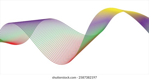 Abstract colorful gradient smooth wave on a white background.