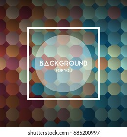 Abstract colorful gradient square mosaic background with place for your text in a frame. Vector illustration
