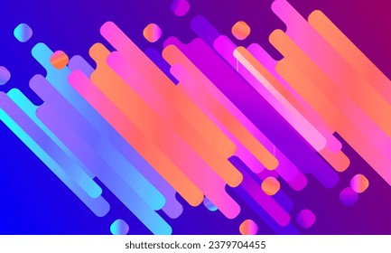 Abstract colorful gradient stripe and round square shape on gradient purple and blue background. Vector Ilustration. Use for background, wallpaper, presentation, web page.