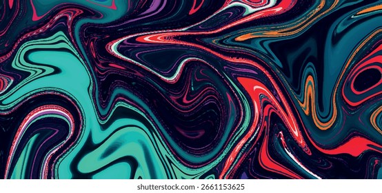 Abstract colorful gradient swirl wave background. Luxurious flow liquid lines design element. Abstract modern gray background with flowing neon bright fluid lines marble pattern.
