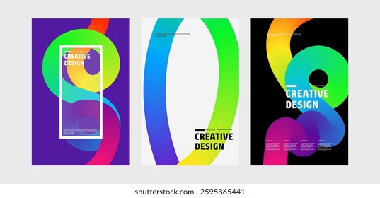Abstract Colorful Gradient Swirls Modern Creative Design Posters