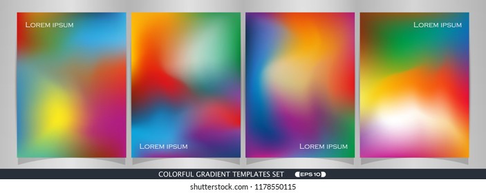 Abstract of colorful gradient template set background, illustration vector eps10