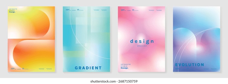 Abstraktes buntes Farbverlauf-Vektorposter-Set mit geometrischen Formen vertikalen Hintergrund für Werbung, Marketing und Produktwerbung Design