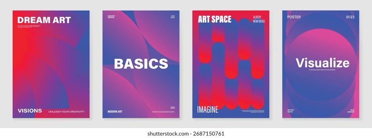 Abstract colorful gradient vector poster set with geometric shapes vertical background for advertising, marketing, and product promotion design