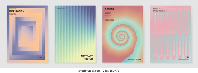 Abstract colorful gradient vector poster set with geometric shapes vertical background for advertising, marketing, and product promotion design