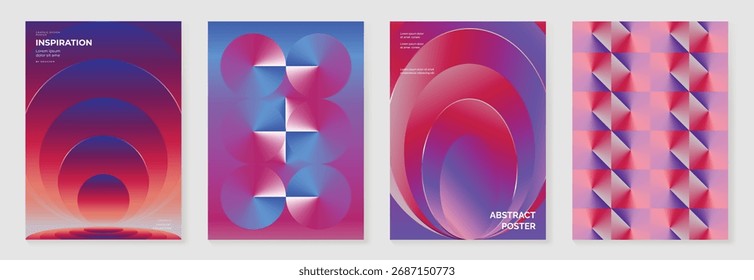 Abstractas colorido gradiente Vector poster conjunto con Formas geométricas fondo de Vertical para publicidad, marketing y diseño de promoción de productos