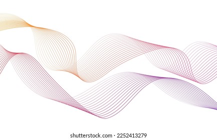 Resumen del elemento de onda de gradiente colorido para el diseño. Ecualizador de pista de frecuencia digital. Fondo artístico estilizado. Ilustración vectorial. Onda con líneas creadas con la herramienta de mezcla. Línea ondulada curvada.