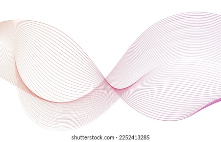 Abstract colorful gradient wave element for design. Digital frequency track equalizer. Stylized line art background. Vector illustration. Wave with lines created using blend tool. Curved wavy line.