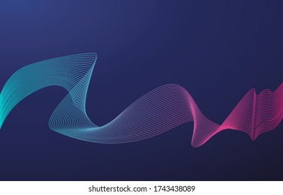 Abstract colorful gradient wave on a dark background. Vector illustration. EPS 10
