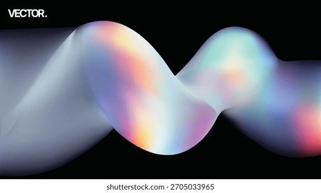 Cinta colorida Abstractas de la onda del gradiente en el movimiento fluido futurista del fondo negro