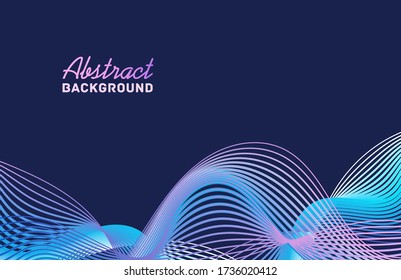 Abstract colorful gradient waves background vector illustration. Bright curved line digital creative vibration isolated on black background. Dynamic motion wave flow