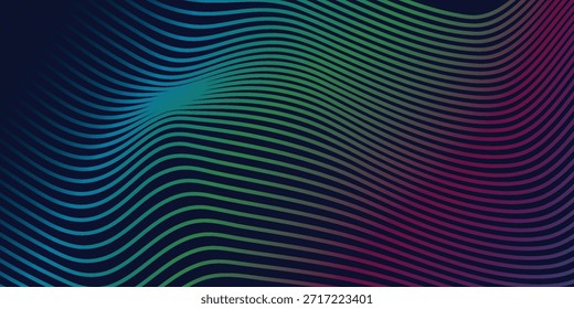 Abstrakte Farbverlauf-Wellen: Moderner digitaler Hintergrund mit Regenbogenlinien und Textur für Designprojekte, Kunst,